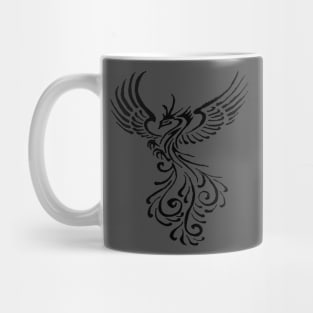 Fictional Phoenix Creature In Flight Artistic Illustration Black Mug